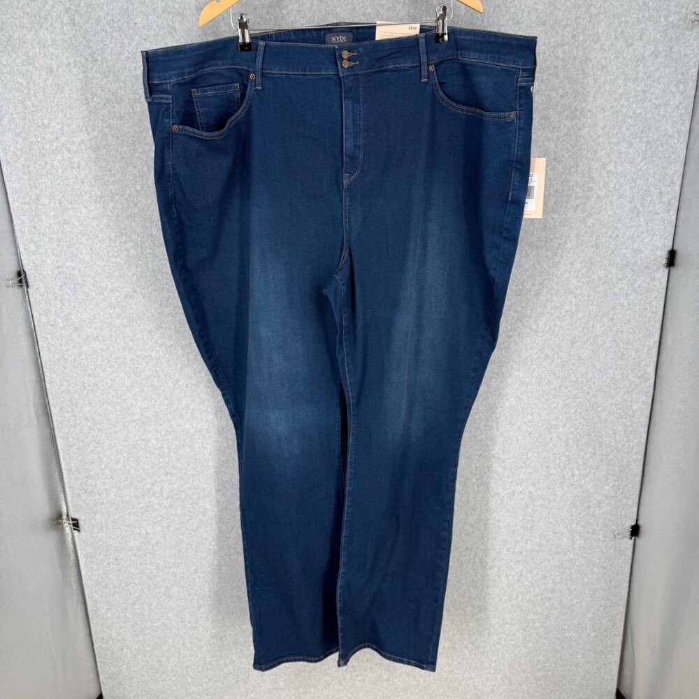 NYDJ Marilyn Straight Leg Jeans Size 28W Cooper Dark Wash Denim Lift Tuck NEW